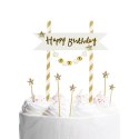 Dekoracja na tort Happy Birthday - pomponiki złote Arpex (KK0133ZLO-7690)