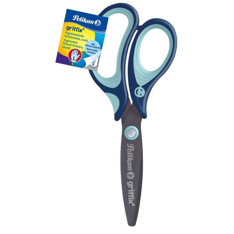 Nożyczki Griffix zaokrąglone leworęczne niebieskie Pelikan (300008592)
