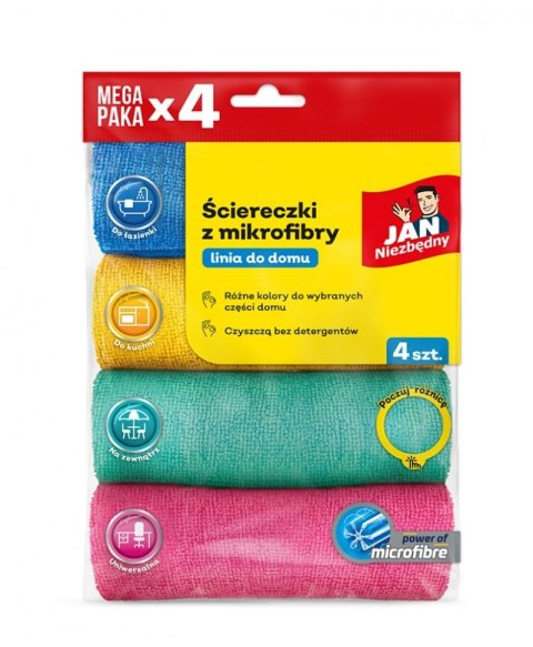 Ścierka z mikrofibry 4 sztuki mikrofibra [mm:] 300x300 Jan Niezbędny (SA-JN-355832)