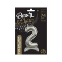 Balon gumowy Beauty&Charm cyfra stojąca srebrna Srebrny 30cal Godan (BC-ASS2)
