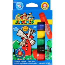 Farby plakatowe wykręcane, w sztyfcie kolor: mix 6 kolor. Flamingo (FS6R)