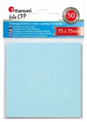 Notes samoprzylepny (karteczki) transparentne, z polipropylenu 75x75 niebieski 50k [mm:] 75x75 Titanum