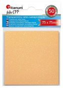 Notes samoprzylepny (karteczki) transparentne, z polipropylenu 75x75 pomarańczowy 50k [mm:] 75x75 Titanum