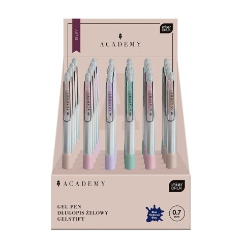 Długopis żelowy PASTEL ACADEMY automatyczny SILKY z gripem wkład niebieski 0,7mm Interdruk (żelowy)