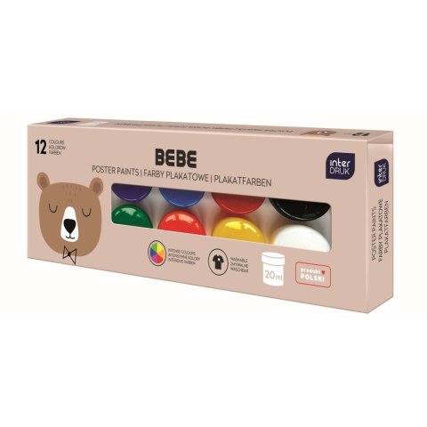Farby plakatowe BEBE FRIENDS kolor: mix 20ml 12 kolor. Interdruk