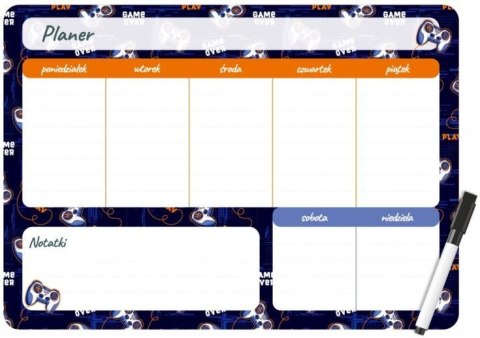 Podkład na biurko GAMEPAD PLANER MAGNETYCZNY TYGODNIOWY mix PVC PCW [mm:] 325x250 Biurfol (PM-02-33)