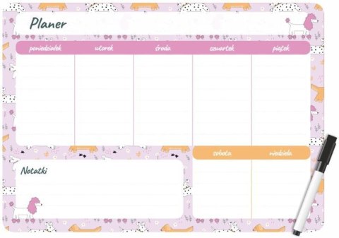 Podkład na biurko PUPPIES PLANER MAGNETYCZNY TYGODNIOWY mix PVC PCW [mm:] 350x250 Biurfol (PM-02-36)