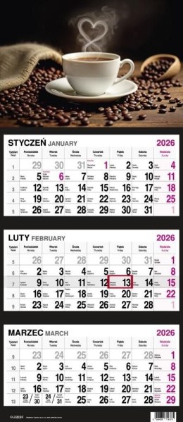 Kalendarz ścienny KAWA 310mm x 790mm Press