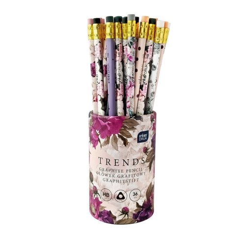 Ołówek TRENDS HB Interdruk (z KOLOROWĄ gumką)