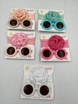 Zestaw piękności okulary kwiatki + opaska z różą Bemag (91054)