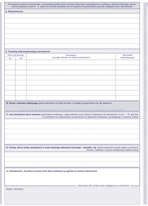 Druk offsetowy Kwestionariusz osobowy dla osoby ubiegającej się o zatrudnienie A4 40k. Michalczyk i Prokop (504-B1)