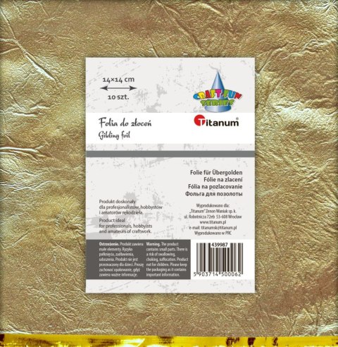 Folia ozdobna Craft-Fun Series do złoceń arkusze złota [mm:] 140x140 Titanum