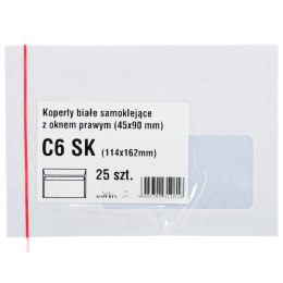 Koperta C6 biała okno prawe [mm:] 114x162 WZ Eurocopert (b15d15) 25 sztuk
