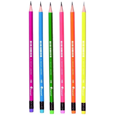 Ołówek z gumką trójkątny neon Titanum (T-OŁ-NEON6)