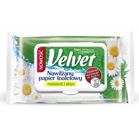 Papier toaletowy nawilżany Camomile&Aloe Vera kolor: biały 48 szt Velvet
