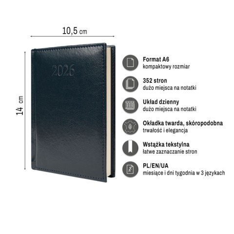Kalendarz książkowy (terminarz) FIGARO A6 Press (DZIENNY)