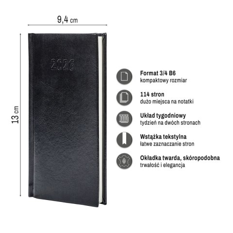 Kalendarz książkowy (terminarz) SLIM 3/4 B6 Press (tygodniowy)