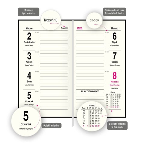 Kalendarz książkowy (terminarz) SLIM 3/4 B6 Press (tygodniowy)