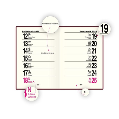 Kalendarz książkowy (terminarz) kieszonkowy A7 Press (tygodniowy)