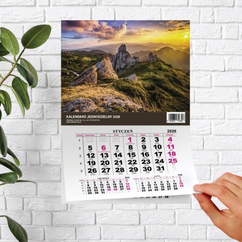 Kalendarz ścienny JEDNODZIELNY GÓRY A4 210mm x 295mm Press