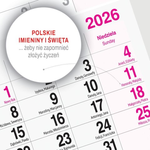 Kalendarz ścienny LAS A4 Press