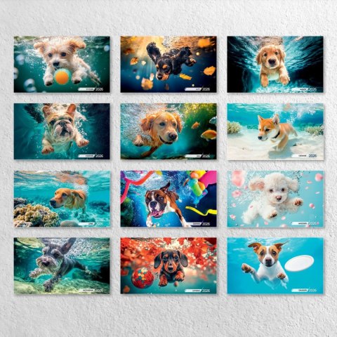 Kalendarz ścienny PSY POD WODĄ 33x33 330mm x 330mm Press