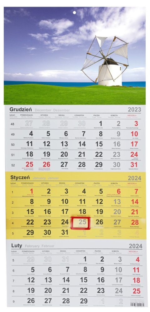 Kalendarz ścienny trójdzielny 288mm x 622mm Michalczyk i Prokop (T-106T-02)