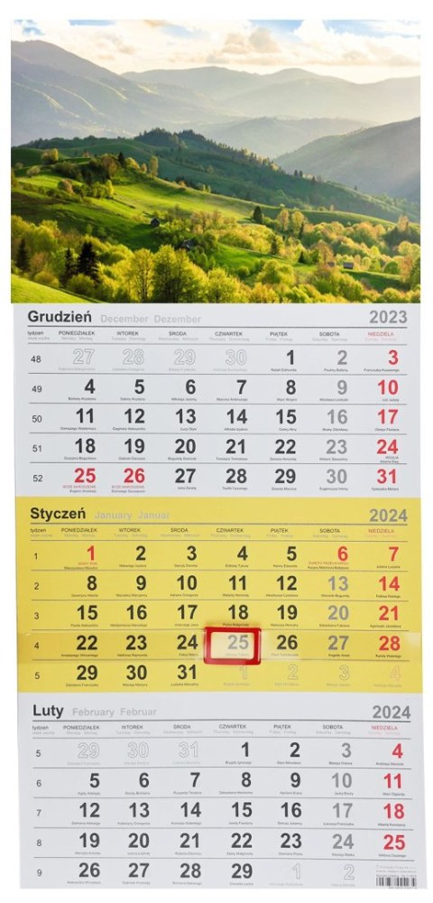 Kalendarz ścienny trójdzielny 288mm x 622mm Michalczyk i Prokop (T-106T-07)