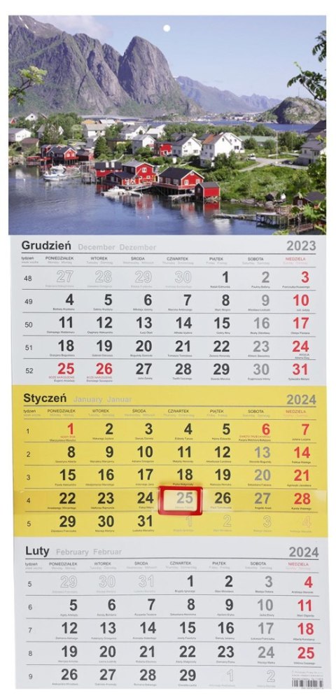 Kalendarz ścienny trójdzielny 288mm x 622mm Michalczyk i Prokop (T-106T-12)