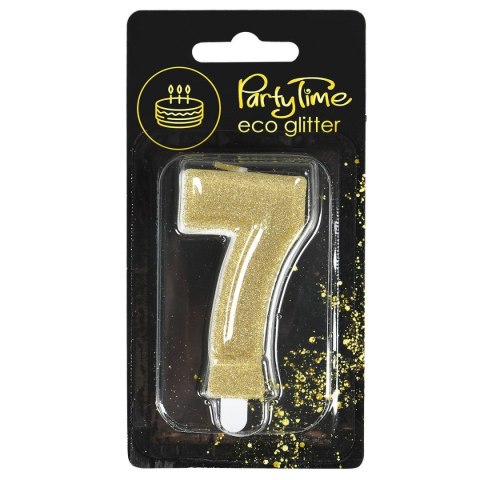 Świeczka urodzinowa eko brokat złota cyfra 7 Arpex (DS0956ZLO-7-0987)