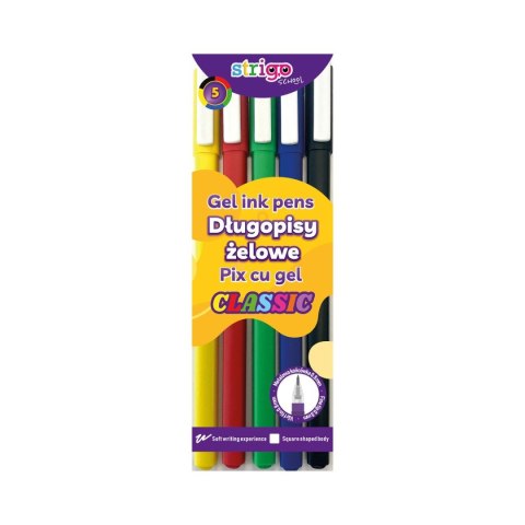 Długopis żelowy CLASSIC żelowy 5kol wkład mix 0,8mm Strigo (SSC426)