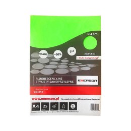 Etykieta samoprzylepna kółka 40 mm A4 zielony Emerson (ETOKZIE02x025x010)