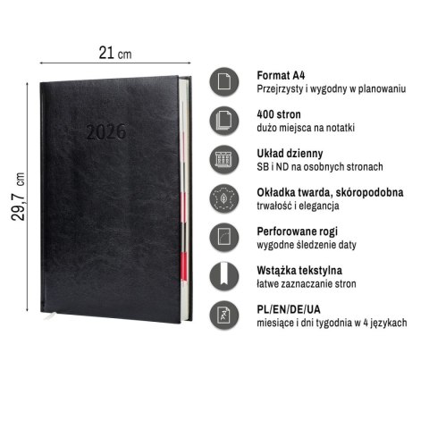 Kalendarz książkowy (terminarz) A4 Press (DZIENNY)