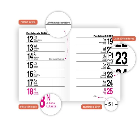 Kalendarz książkowy (terminarz) MARS A7 Press