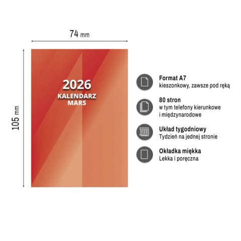 Kalendarz książkowy (terminarz) MARS A7 Press