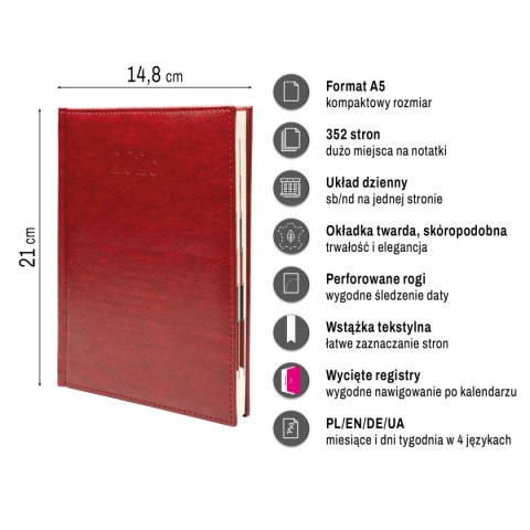 Kalendarz książkowy (terminarz) PREMIUM A5 Press (DZIENNY)