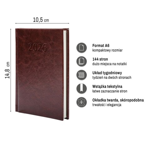 Kalendarz książkowy (terminarz) PRESTIGE A6 Press (tygodniowy)