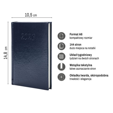 Kalendarz książkowy (terminarz) PRESTIGE A6 Press (tygodniowy)