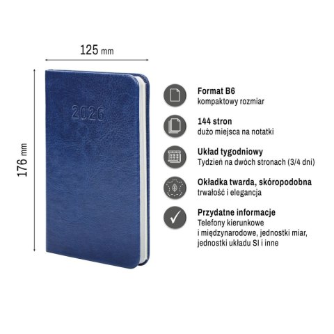 Kalendarz książkowy (terminarz) Premium Lux B7 Press (tygodniowy)