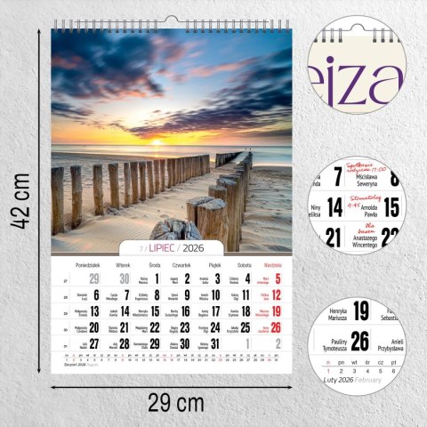 Kalendarz ścienny 16 stron wieloplanszowy A3 Press (PEJZAŻE)