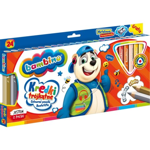 Kredki glinkowe BAMBINO trójkątne 24 kol. St.Majewski (5903235003240)