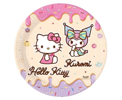 Talerz jednorazowy Hello Kitty and Kuromi papier śr. 230mm 8 szt Godan (98232)