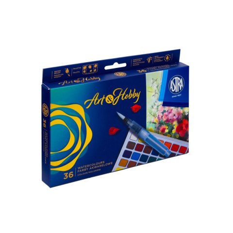 Farby akwarelowe z pedzęlkiem i paletką 36 kolor. Astra (602124006)
