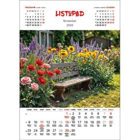 Kalendarz ścienny OGRODY WIELOPLANSZOWY 330mm x 500mm Jotan (WP133)