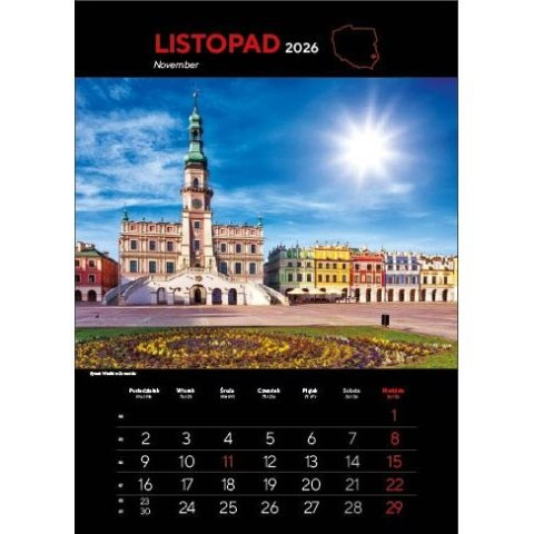 Kalendarz ścienny NAJ.MIASTA POLSKI 13 planszowe 315mm x 500mm Jotan (WP 119)