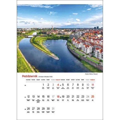 Kalendarz ścienny NAJPIĘKNIEJSZE RZEKI POLSKI 13 planszowe A3 330mm x 500mm Jotan (WP123)