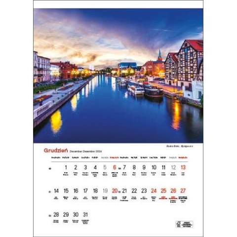 Kalendarz ścienny NAJPIĘKNIEJSZE RZEKI POLSKI 13 planszowe A3 330mm x 500mm Jotan (WP123)