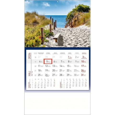 Kalendarz ścienny MORZE JEDNODZIELNY plecki granatowe 512mm x 295mm Wydawnictwo Wokół Nas (KS 056)