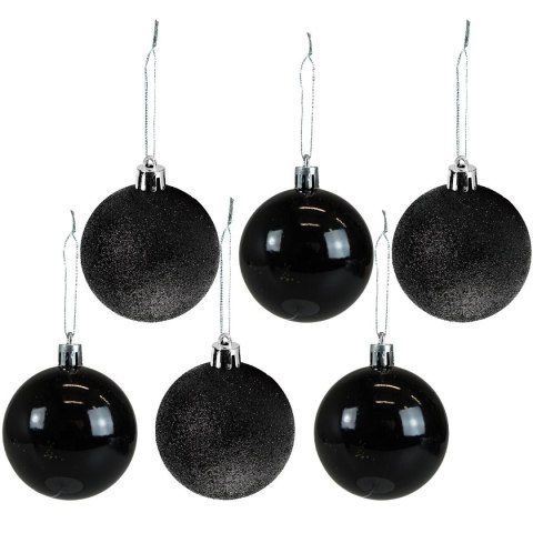 Bombki Zestaw bombek czarno-brokatowych (6 szt.) Arpex (BN6156)