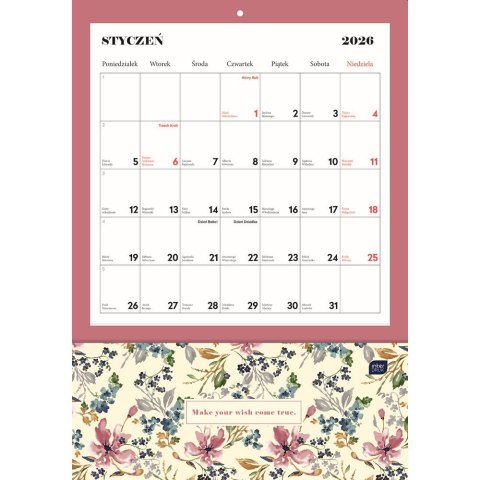 Kalendarz ścienny BLOSSOM 280mm x 400mm Interdruk (z kieszenią)